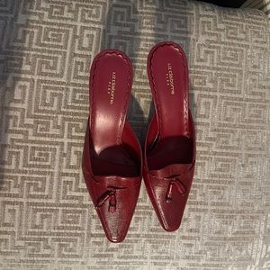 Red low heel mules